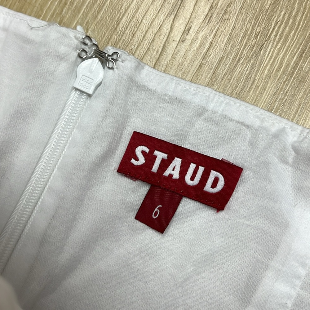 Staud White Elio Midi Dress, SIZE 6 1657 - Picture 8 of 9